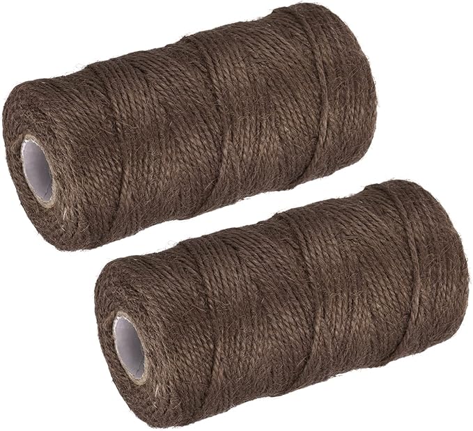 MECCANIXITY 328 Feet Garden Twine, 2mm Craft Jute Twine String Jute for Artwork, DIY Crafts, Gift Wrapping, Brown Pack of 2
