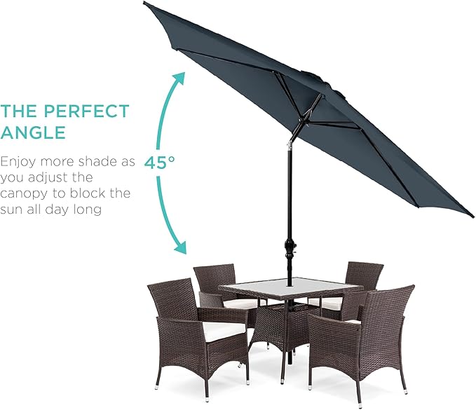 Best Choice Products 10ft Outdoor Steel Polyester Market Patio Umbrella w/Crank, Easy Push Button, Tilt, Table Compatible