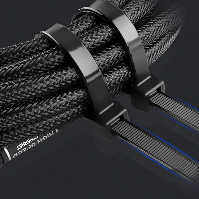 100Pcs 20Inch Heavy Duty Industrial Zip Toes Releasable Black Cable Ties Nylon Adjustable Tie wrap Reusable Zip Toes Tie Straps For Garden Plant Secure Vine Home Office Use