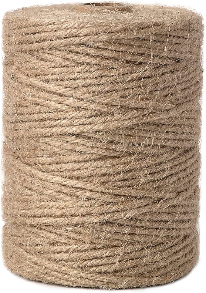 Natural Jute Twine 3mm 328 Feet Crafting Twine String for Crafts Gift, Craft Projects, Wrapping, Bundling, Packing, Gardening and More, Jute Rope to Use Around The House and Garden