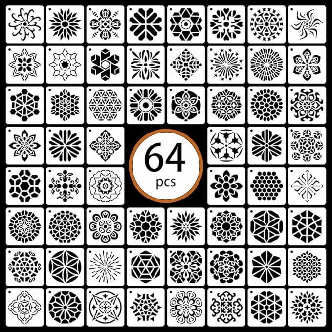 Mandala Stencils for Painting, Rock Painting Stencils Plastic Reusable Stencils for Painting on Wood Wall Floor Home Decor Small Stencils(Mandala)