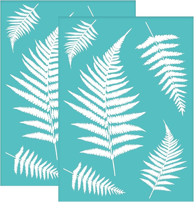 OLYCRAFT 2Pcs Self-Adhesive Silk Screen Printing Stencil Leaf Stencils Plant Mesh Transfer Stencil Reusable Silk Screen Stencil for Painting on Wood T-Shirt Fabric - 7.7x5.5 Inch