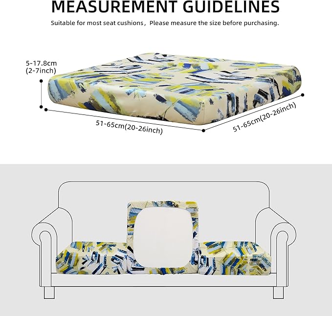 8Pcs Outdoor Cushion Covers, Patio Cushion Covers,Stretch Elastic Slipcovers, Replacement Washable & Reusable Furniture Protector for Patio Couch (Yellow Maple-Pattern,Cover Only)