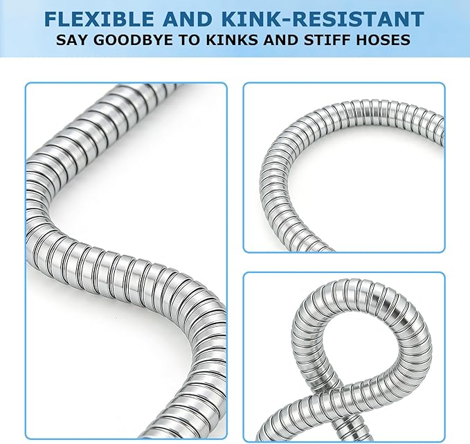 Short Stainless Steel Metal Garden Hose 5 ft, 3/4" Female to Male Solid Brass Connector, Small Leader Hose for Hose Reel, Durable, Flexible, Lightweight, Outdoor Water Hose Extension Adapter