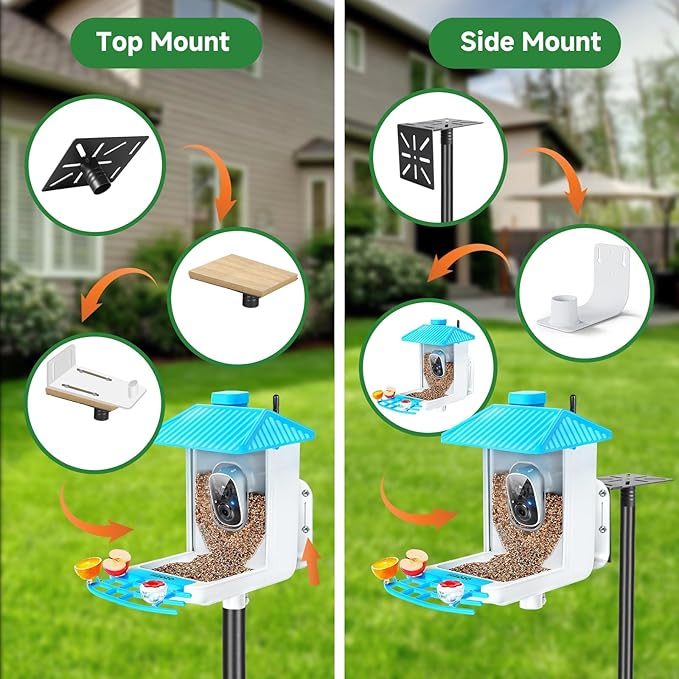 Smart Bird Feeder Pole-Heavy Duty Adjustable 3-6.6ft Universal Birdhouse Stand Mount for Backyard&Outdoor Bird Houses/Cameras (80" Pole)