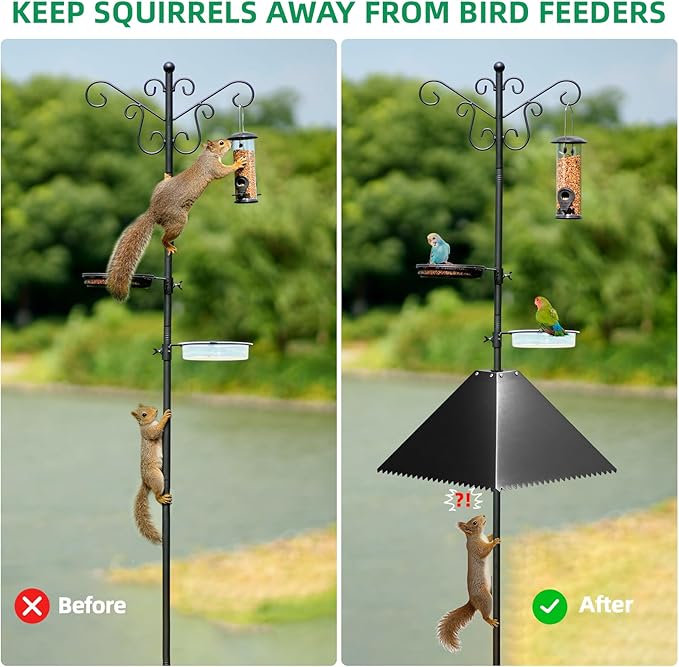 MIXXIDEA Squirrel Baffle for Bird Feeder Pole, Metal Pole Mount Bird House Guard, Squirrel Baffle for 4x4 Post (Black)