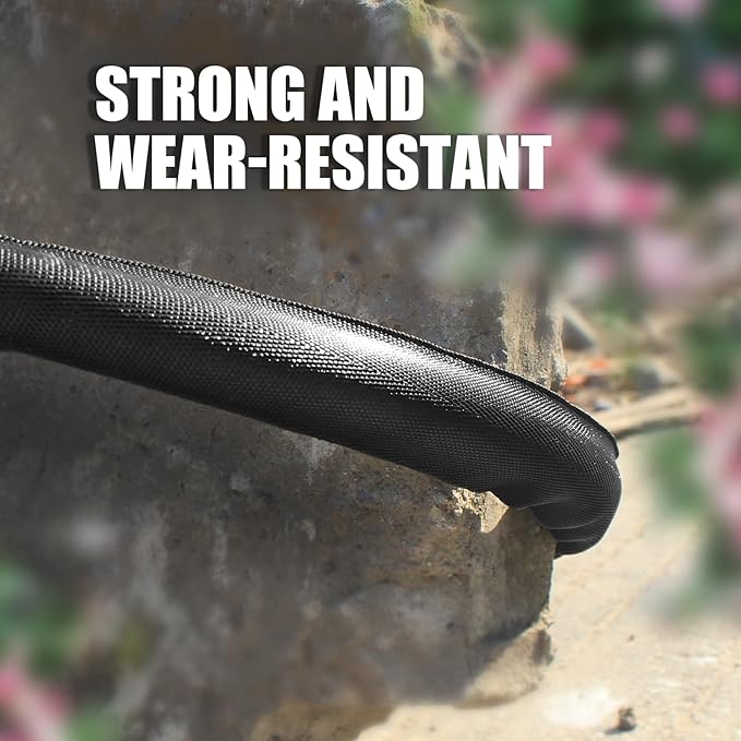Non-Expanding Garden Hose 25ft – Flexible, Burst-Resistant, Anti-Kink, 10-Function Spray Nozzle, Lightweight & Durable for Outdoor Use(Black)