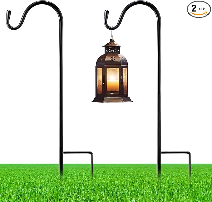 2 Pcs 15 Inch Shepherds Hook for Outdoor Adjustable Bird Feeder Pole Metal Steel Shepard Hooks for Hummingbird Stand Feeder Pole for Garden Plant, Lantern, Hanging Wedding Decor