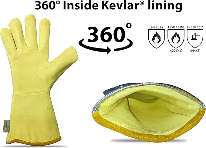 SpecxArmor® Graywolf® Kevlar Aluminized Heat Resistant Welding Glove/Large/1472°F │Fire Gloves│Kevlar Gloves│High Heat │Foundry glove│