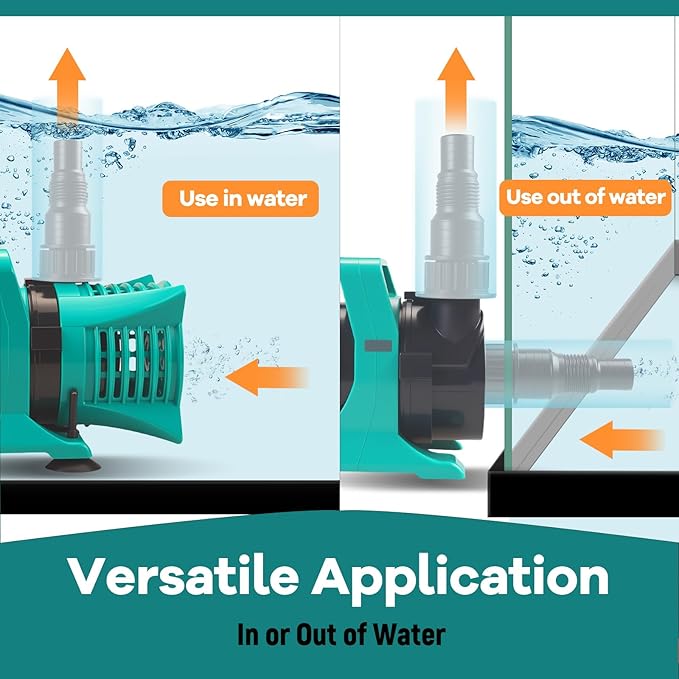 100W 1800GPH Submersible Pond Pump, Ultra Quiet & Energy Efficient Water Pump, 20FT Cord, 14FT Lift, Multi-Angle Nozzle for Koi Pond, Fountain, Waterfall, Aquarium, Garden Use, UL Listed