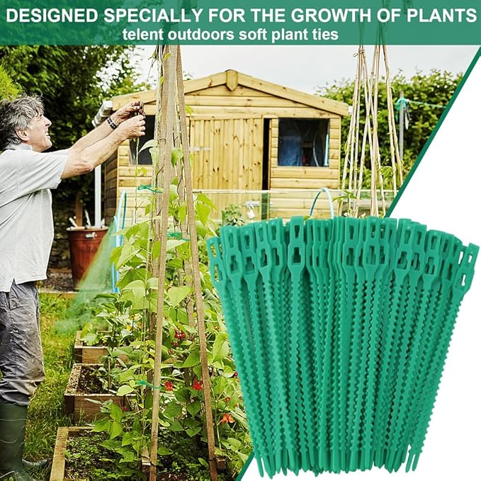 200-Piece Adjustable Garden Ties - Reusable Green Twist Ties for Plants