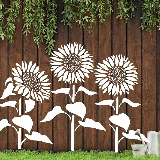 Large Flower Stencils for Wood Fence Sunflower Stencils for Painting Floral Stencil Templates for Walls Furniture Fabrics