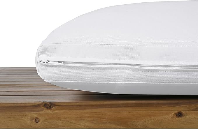 Christopher Knight Home Wicos Modern Acacia Wood Outdoor Sofa with Cushion, Wood Patio Sofa Chair Armless Design, Garden Backyard Outdoor Lounge Sofa Couch with Water-Resistant Cushion, Teak+White