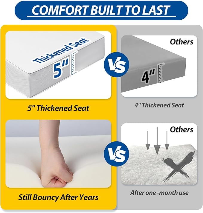 AAAAAcessories Outdoor Seat Cushions for Chairs, Fade-Resistant, Waterproof Patio Furniture Replacement Cushions, 24" x 24" x 5" + 24" x 13.5", Creamy White