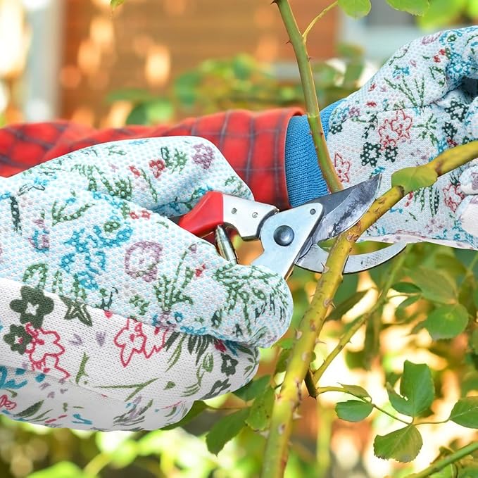Ainiv Floral Gardening Gloves for Women/Ladies, Non-Slip Garden Work Gloves,Breathable Yard Work Glove Light Working Gloves
