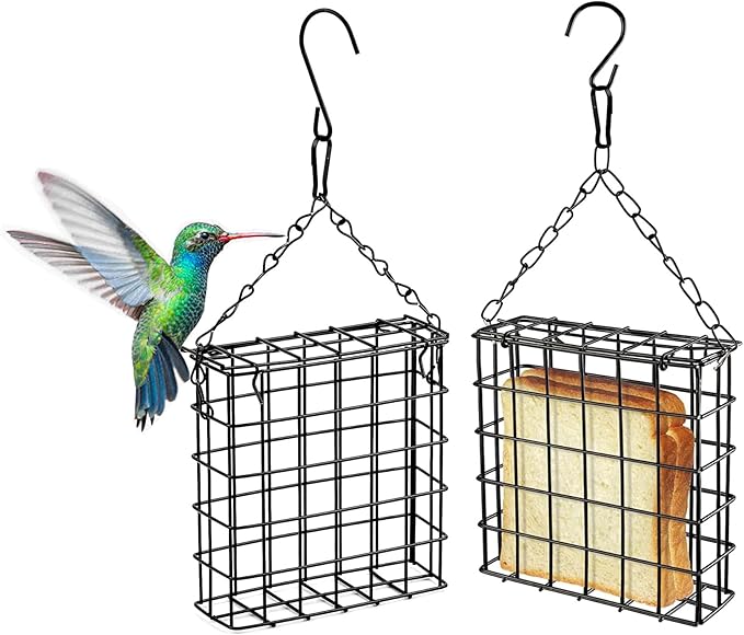 One of Durable Outdoor Garden Yard Suet Bird Parrot Easy Open Reusable Feeders for Outside Patio Wild Bird Hanging Fruit Capacity Suet Cake Food