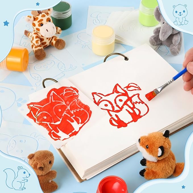 Marspark 66 Pcs Spring Easter Small Stencils for Crafts Reusable 3 Inch Stencils for Painting on Wood DIY Craft Paint Template for Wall Home Decor Card Rock Canvas Drawing Holiday (Cute Baby Animal)