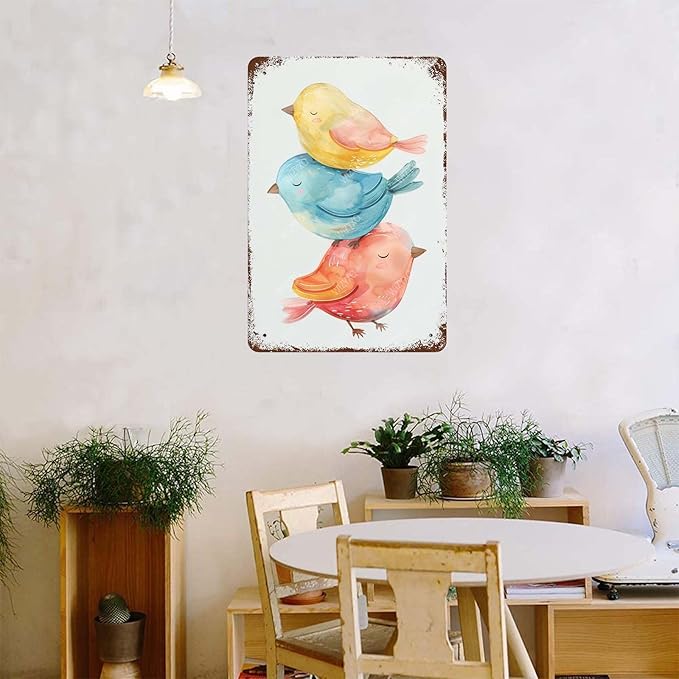 Funny Bird Metal Signs Vintage Tin Sign Retro Wall Decor for Home Office Farmhouse Yard Garden Shop Cafe Indoor Outdoor 8×12 Inches