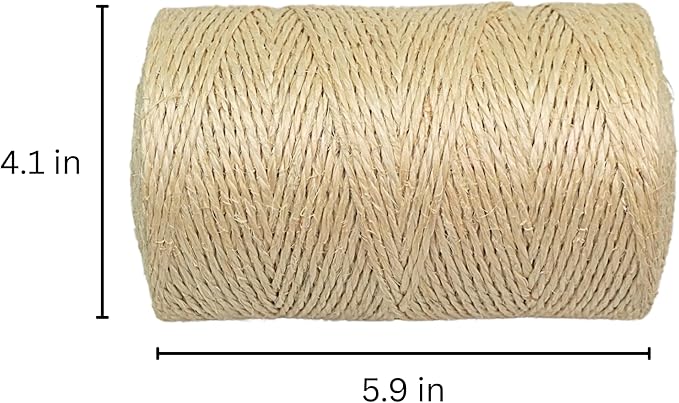 Premium Brazilian Sisal Twine, Natural Fiber 100% Sisal, Heavy-Duty, Ultra Durable, Ideal for DIY Projects, Home Decor, Gardening, Crafting, Gifting, Wrapping (1050 ft / 320 m Coil)
