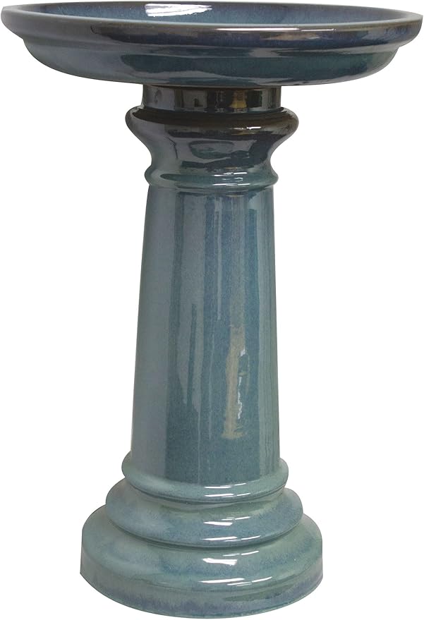 GP0110ES Harbor Gardens Bird Bath, 24 Inch, Light Blue