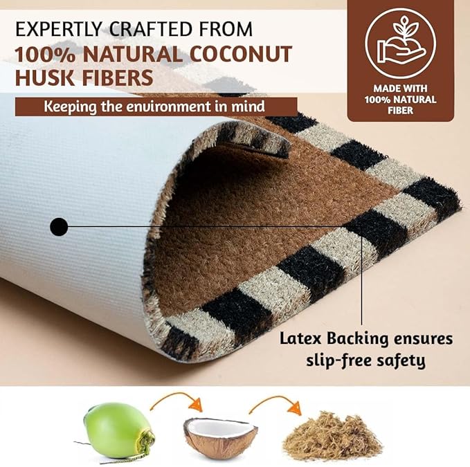 Folkulture Welcome Matt Outdoor | 16 x 28 Home Sweet Home Door Mats for Front Door Mat Outside Entrance | Eco Friendly | Checkered Coir Door Mats | Outdoor Decor for Home | Durable & Anti Slip