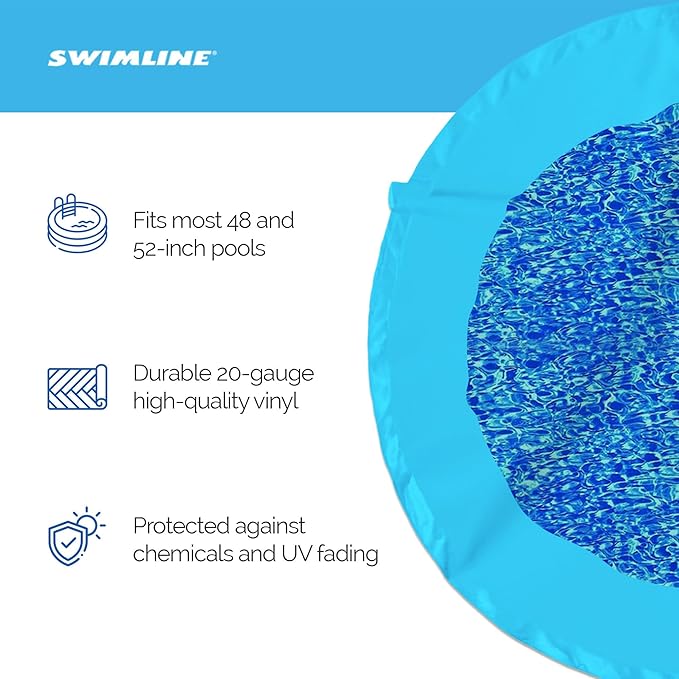 Swimline 21 Foot Round Durable 20 Gauge Vinyl Wall Overlap Pool Cover Liner for 48 and 52 Inch Above Ground Swimming Pools, Blue