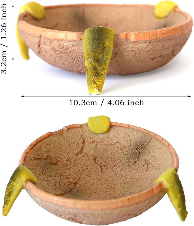 Reptile Feeding Dish round Bowl,Reptile rock food/Water Dish for Reptiles,Amphibians,Bearded Dragon,Lizard,Frog,Gecko,Tortoise,Hermit Crab and Other Little Critters,Made from Premium Resin(Small Size)