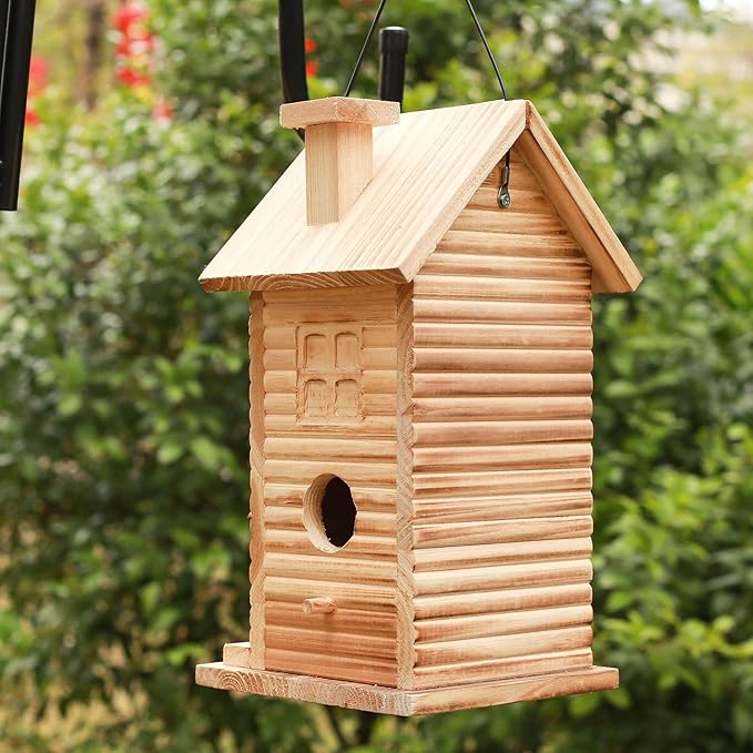STARSWR Bird House,Outdoor Bird Houses for Outside Clearance,2 Hole Wooden BlueBirdHouse Finch Cardinals Hanging Birdhouse 2 Rooms Nesting Box for Wild Bird Viewing