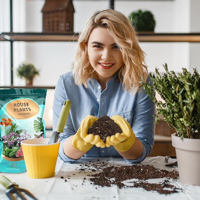 Potting Soil Mix 4qt for Indoor Plants, Organic Houseplant Soil Well Draining Dirt Ready to Use, Fit for House Plant Like Pothos, Philodendron, Monstera, African Violet