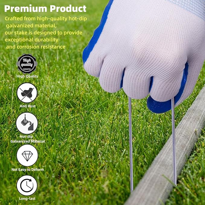 6 Inch 23 Pcs Hot-dip Galvanized U-Shaped Garden Stakes, Landscape Staples, Ground Stakes, for Decoration Weed Barrier Fabric, Irrigation Tubing, Holding Fence, Tarpaulin (22, 6 INCH)