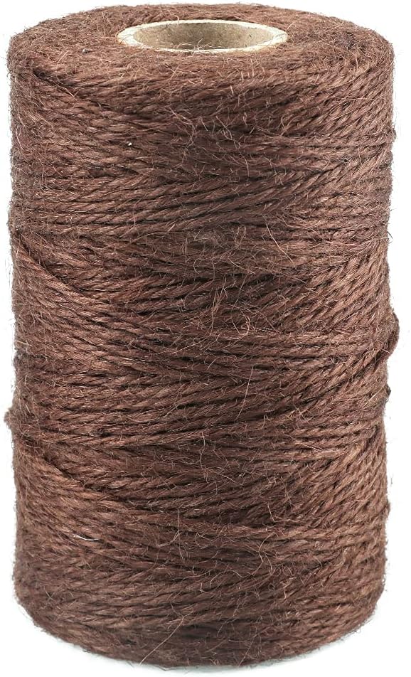 JijAcraft Jute String 328 Feet, 2mm Colored Natural Hemp Twine for Gift Wrapping, 3-Ply Brown for Climbing Plant, Garden Craft, DIY Christmas Handmade Arts, Gift Decoration