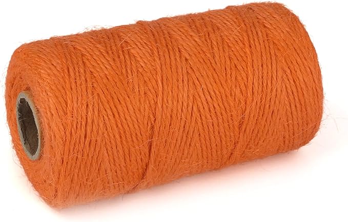 KINGLAKE Natural Jute Twine - 328 Feet, Durable Packing String, Orange