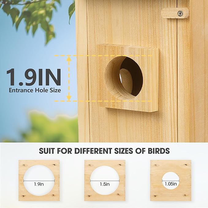 Smart Bird House with AI Identify Camera, 1080P Birdhouse Camera Solar Powered, Bird Houses for Outside Switch to Night Vision Automatically, 2.4G WiFi App to Observe Bird Activities in Real Time