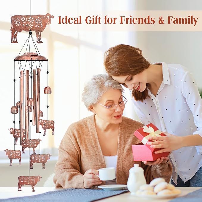 Cow Wind Chimes for Outside,Cow Gifts for Women/Men/Sympathy/Memorial/Festival Birthday Gifts Metal windchimes Outdoors/Indoors,Patio,Garden Decor,Yard Decor,Home,Porch
