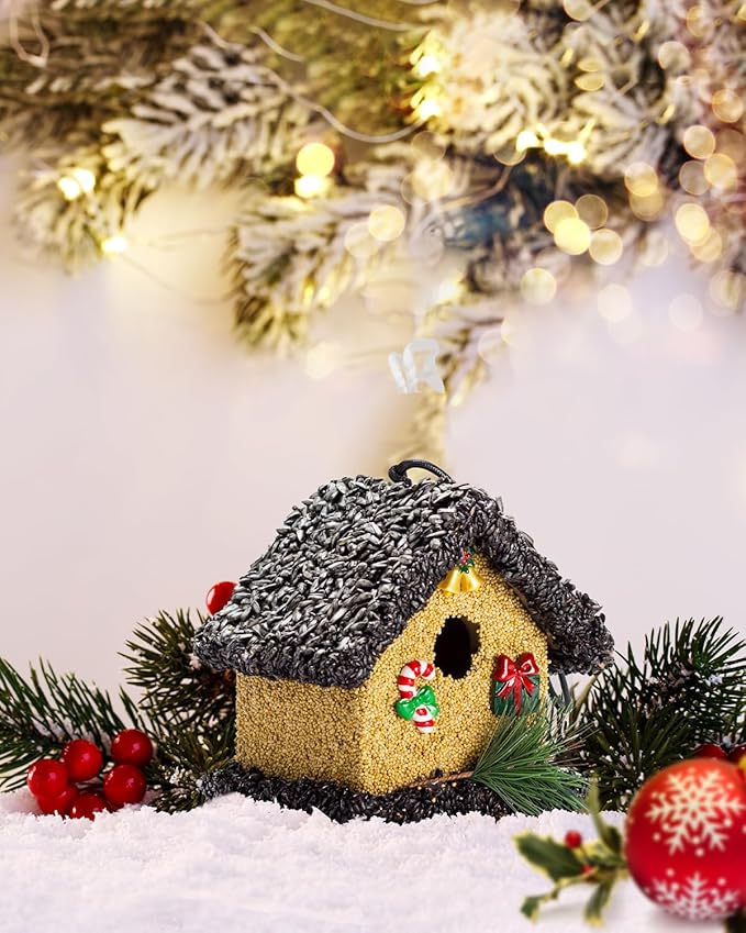 2026 Seeded Birdhouse for Outdoor, Seeded Birdhouse for Outside, Wood Seeded Bird House Covered with birdseeds, Birdseeded Bird Feeders for Outside Hanging