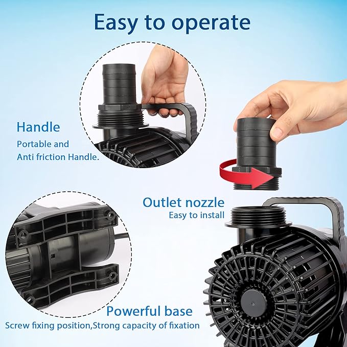 WaterRebirth (7000GPH-320W, UL listed) Large Fountain Submersible Water Pond Sump Pump Aquarium Electric Waterfall Pump Outdoor PS- 7000