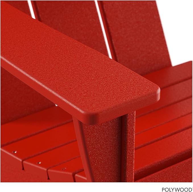 POLYWOOD AD420SR Modern Adirondack Chair, Sunset Red, Durable High Density Polyethylene Construction, Easy Assembly, Waterproof, Comfortable Contoured Seat