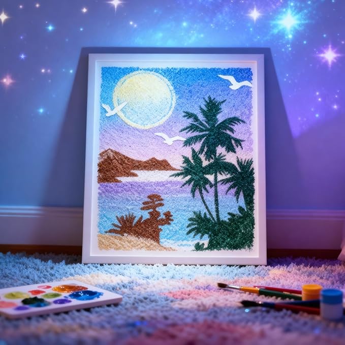 TIAMECH A4 Reusable Moon Tree Stencil for Painting - Night Scene Birds Layering Template, DIY Wall Art, Wood Furniture, Scrapbook & Crafts (8.3x11.7inch)