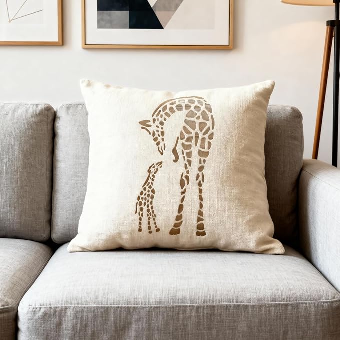 TIAMECH A4 Reusable Giraffe Stencil for Painting - Mum and Son Giraffe Layering Template, DIY Wall Art, Wood Furniture, Scrapbook & Crafts (8.3x11.7inch)