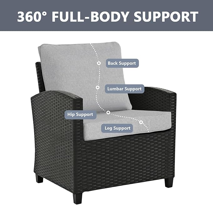 Goodgoods 24 x 28 Outdoor Patio Deep Seat Cushions 2-Pack, 1000+ Hours Fade-Resistant & Water-Resistant Outdoor Furniture Chair Cushions with 30D High-Resilience Foam for Sofa Chair, Stone Gray