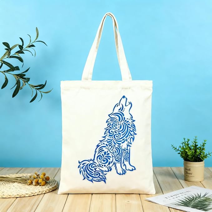TIAMECH A4 Reusable Wolf Stencil for Painting - Sit Wolf Dog Layering Template, DIY Wall Art, Wood Furniture, Scrapbook & Crafts (8.3x11.7inch)