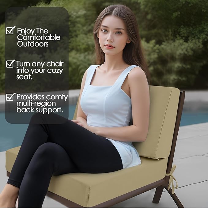 Outdoor Cushions for Patio Furniture, Outdoor Seat and Back Cushion, Waterproof Hampton Bay Deep Seat Replacement Couch Cushions for Garden Lawn, 26.5x26.5