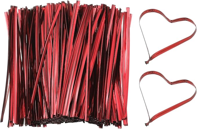 PATIKIL Bag Twist Ties 5 Inch, 800 Pcs Metallic Bread Ties for Treat Plastic Bags Gift Wrapping Candy Coffee Bag Plant Party Cake Favor, Red