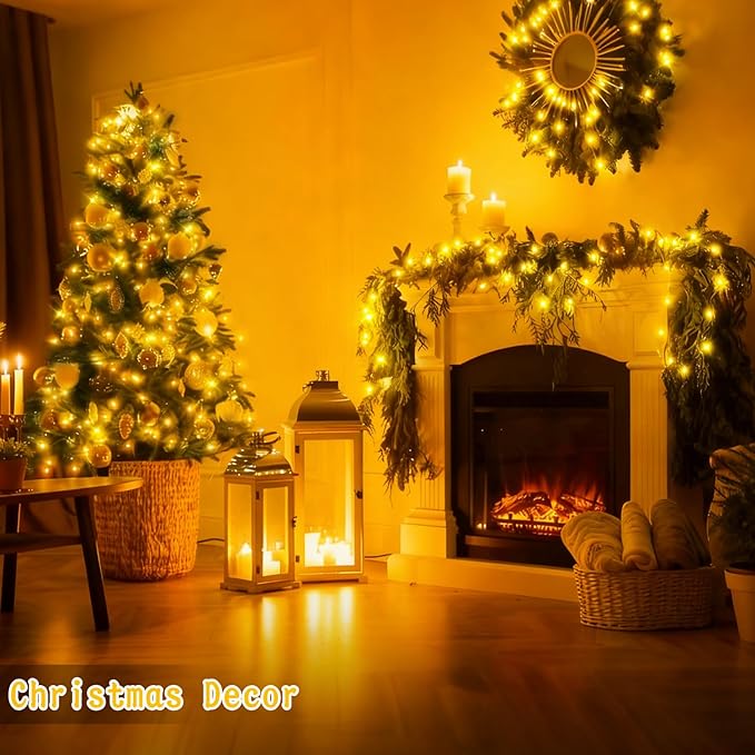 132 FT 400 LED Fairy Lights Plug in Christmas String Lights Outdoor Waterproof Twinkle Lights with Timer 8 Modes Memory for Holiday Wedding Party Tree Bedroom Garden Decorations-Warm White