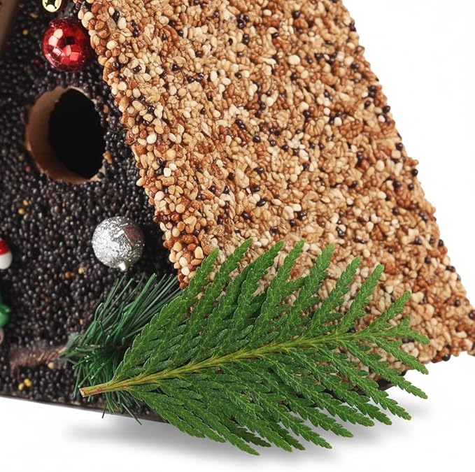 Seeded Birdhouse, Birdseeded Bird House, Wood Wren Bird Houses Covered with Wild Birdfood,Bird Feeders for Outside Hanging, A Frame Birdhouse