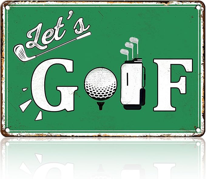 Let's Golf Funny Golf Ball Metal Tin Sign Wall Decor for Golf Country Club Cave Bar 8x12 Inch