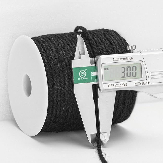 KINGLAKE Jute Twine String 3mm Black Twine Heavy Duty Twine String 328 Feet Long String for Crafts, Gift Wrapping, Packing, Home Decor and Halloween Decoration