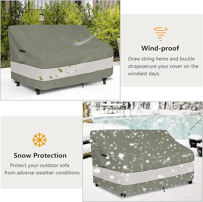 Outdoor Sofa Cover,Patio Loveseat Cover,3-Seater Bench Cover,Waterproof Heavy Duty Patio Furniture Covers,79" W x 38" D x 35" H Inches Grey Green