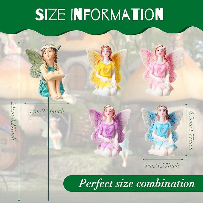 Jetec 10 Pcs Garden Miniatures Fairies Mini Figurine Fairy Accessories Decor for Outdoor Yard Home Decoration(Classic Color)