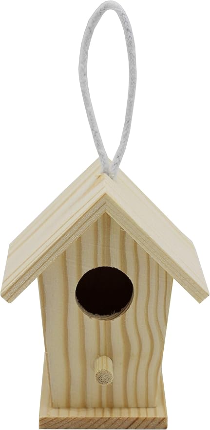 Creative Hobbies 12-Pack of Mini Wooden Bird Houses to Paint, with Hanging Cords, Unfinished DIY Design Your Own Great for Crafts, Weddings, Bible Camp and More!